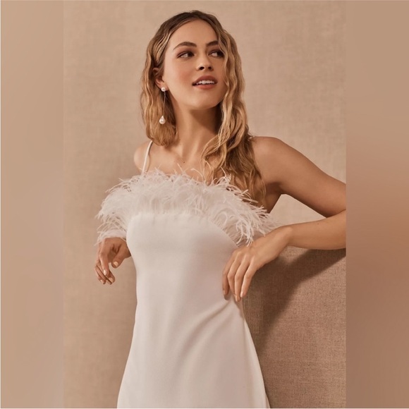 Elliatt Ivory Feather Trim MIDI Dress Size XS - Picture 2 of 14